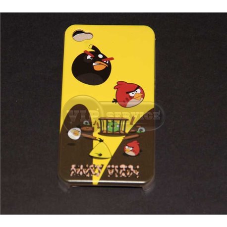 iPhone 4/4S чехол-накладка "Angry birds" пластиковый, желтый фон