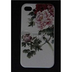 чехол-накладка iPhone 4/4S "Роза и птица " белый фон белый пластиковый