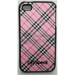 iPhone 4/4S чехол-накладка «Speck» пластиковый, в клетку розовый 