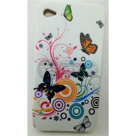 iPhone 4/4S чехол-накладка «Бабочки» пластиковый, белый фон 