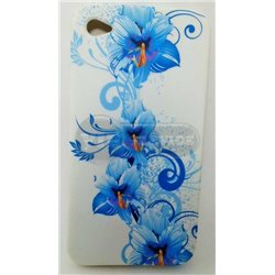 чехол-накладка iPhone 4/4S "Китайская голубая роза" белый пластиковый