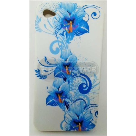 iPhone 4/4S чехол-накладка «Китайская голубая роза» пластиковый, белый фон 