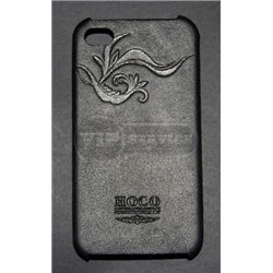 чехол-накладка iPhone 4/4S Hoco с узором черный кожаный
