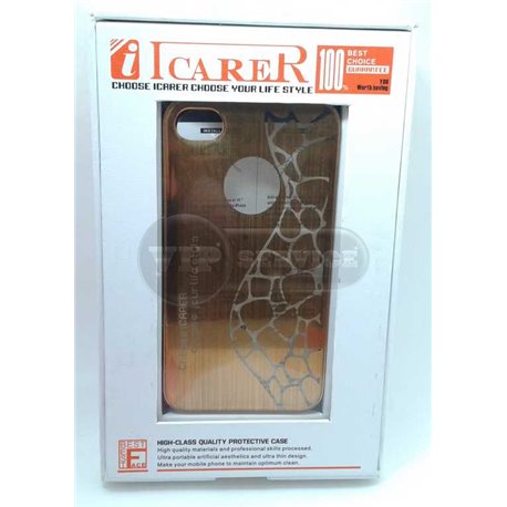 iPhone 4/4S чехол-накладка iCarer с окошком для логотипа Apple пластиковый, коричневый