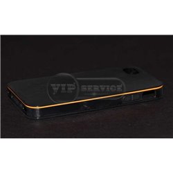 iPhone 4/4S чехол-накладка, силиконовый, черный с оранжевой окантовкой