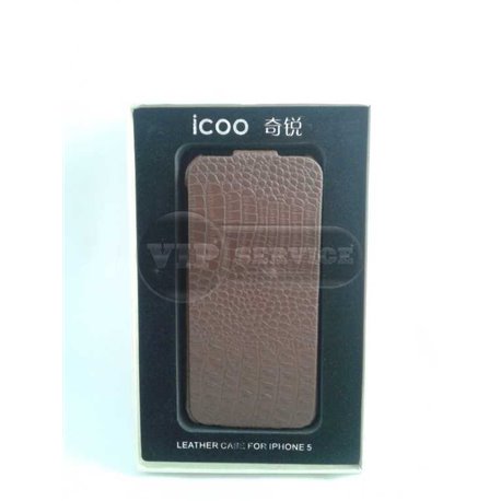 iPhone 5/5S чехол-блокнот iCOO кожа, коричневый