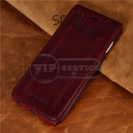iPhone 5/5S чехол-блокнот Pierre Cardin Genuine Leather кожаный, бордовый 