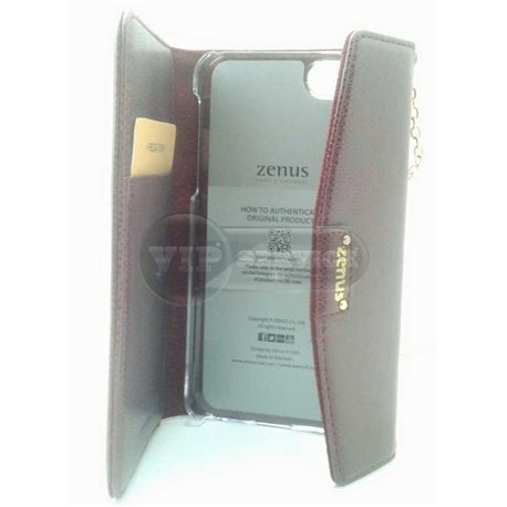 iPhone 5/5S чехол-сумка Zenus кожаный со слотом для пластиковых карт, пластиковая основа, бордовый 