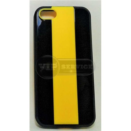 iPhone 5/5S чехол-накладка, «iCase MX» силиконовый черно-желтый в полоску 