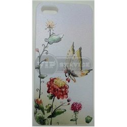 iPhone 5/5S чехол-накладка, «Бабочка и цветы» пластиковый 