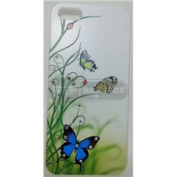 iPhone 5/5S чехол-накладка, «Бабочки в поле зеленом» пластиковый