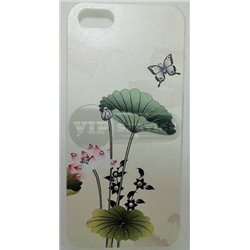 iPhone 5/5S чехол-накладка, «Бабочки и лотос» пластиковый 
