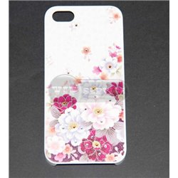 чехол-накладка iPhone 5/5S "Цветы со стразами" белый пластиковый