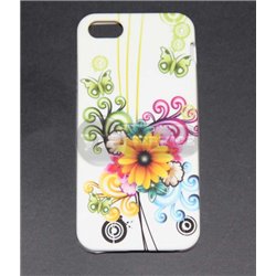 iPhone 5/5S чехол-накладка,цветы Urban style, силиконовый, белый фон