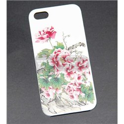 iPhone 5/5S чехол-накладка,розы со стразами, пластиковый, белый фон