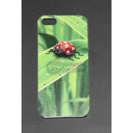 iPhone 5/5S чехол-накладка,божья коровка, пластиковый, зеленый фон 