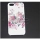 iPhone 5/5S чехол-накладка, цветы крупные, розовые в стразах, пластиковый, белый фон