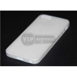 iPhone 5/5S чехол-накладка, силиконовый, белые борты, прозрачный