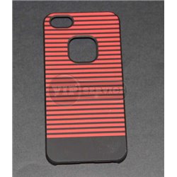 iPhone 5/5S чехол-накладка, пластиковый, красный в полоски