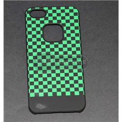 iPhone 5/5S чехол-накладка, пластиковый, шахматная клетка, зеленый 