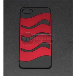 iPhone 5/5S чехол-накладка, пластиковый, красный в волну