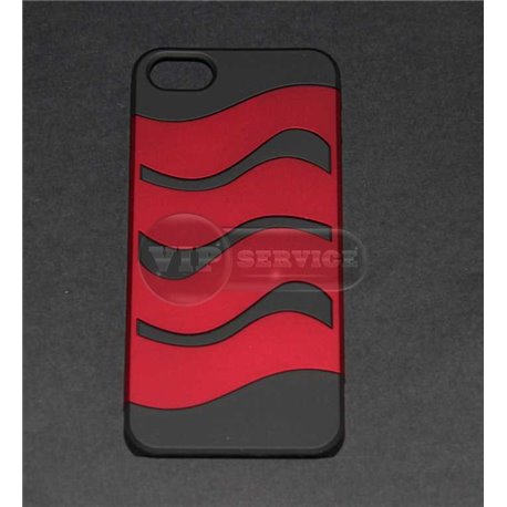 iPhone 5/5S чехол-накладка, пластиковый, красный в волну