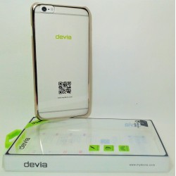IPhone 6/6S чехол-накладка «Devia» пластиковый, прозрачный с золотой окантовкой