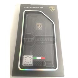 iPhone 6/6S чехол-накладка Automobili Lamborghini, кожа,флаг Италии, черный