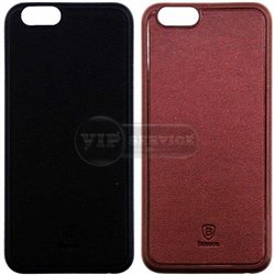 iPhone 6/6S чехол-накладка Baseus comfy case, экокожа, силиконовый, черный