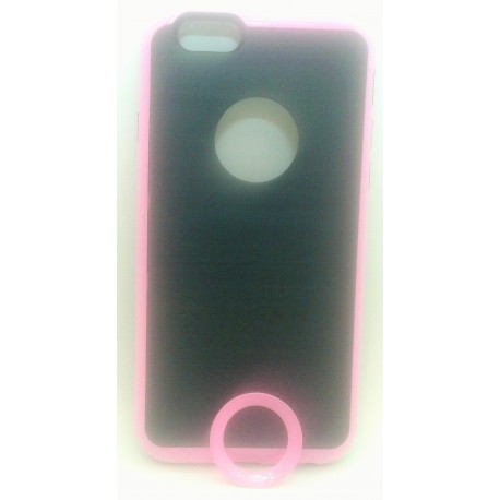 iPhone 6/6S чехол-накладка силиконовый с пластиковой черной вставкой и со съемным розовым кольцом