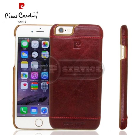 iPhone 6 Plus/6S Plus чехол-накладка Pierre Cardin Genuine Leather PCL-P03 кожаный, бордовый 
