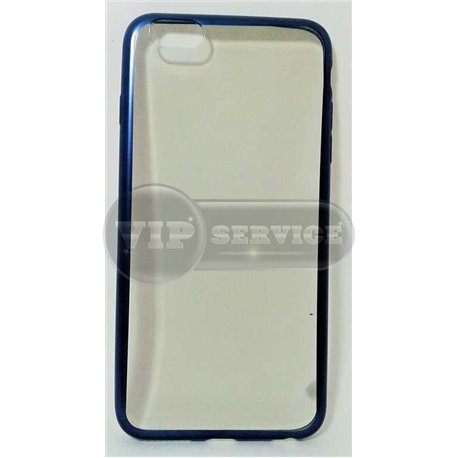 iPhone 6 Plus/6S Plus чехол-накладка силиконовый, прозрачный, синий по торцам