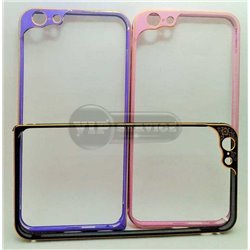 iPhone 6 Plus/6S Plus бампер на торцы металлический, светло-розовый с рамкой на камеру