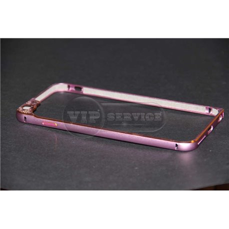 iPhone 6 Plus/6S Plus бампер на торцы металлический, розовый с рамкой на камеру