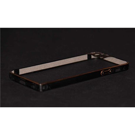 iPhone 5/5S бампер на торцы металлический, черный с рамкой на камеру
