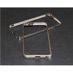 iPhone 5/5S бампер на торцы металлический, серебристый с рамкой на камеру