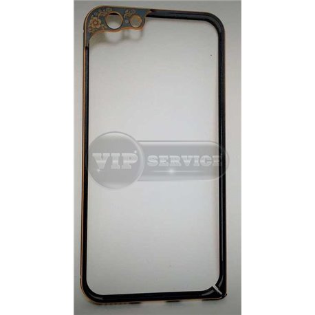 iPhone 6/6S бампер на торцы металлический, черный с рамкой на камеру