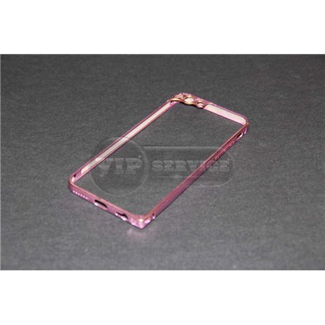 iPhone 6/6S бампер на торцы металлический, розовый с рамкой на камеру