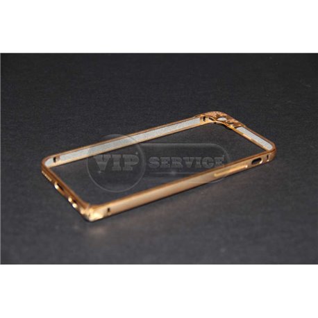 iPhone 6/6S бампер на торцы металлический, золотой с рамкой на камеру