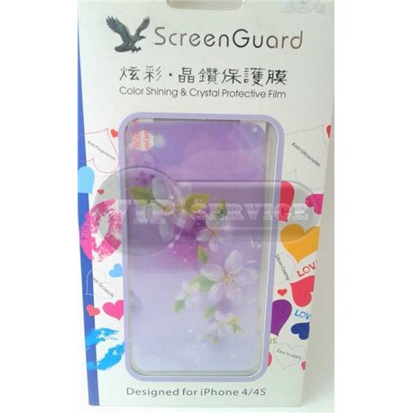iPhone 4/4S виниловая наклейка "Цветы" фиолетовая
