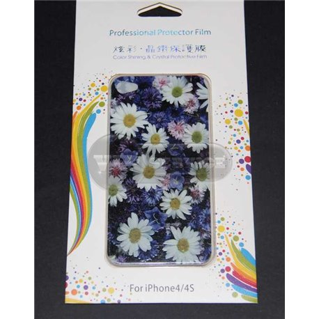 iPhone 4/4S виниловая наклейка, цветы, синий фон