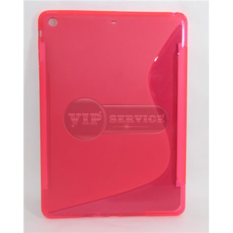 iPad Air чехол-накладка, силиконовый волна, розовый