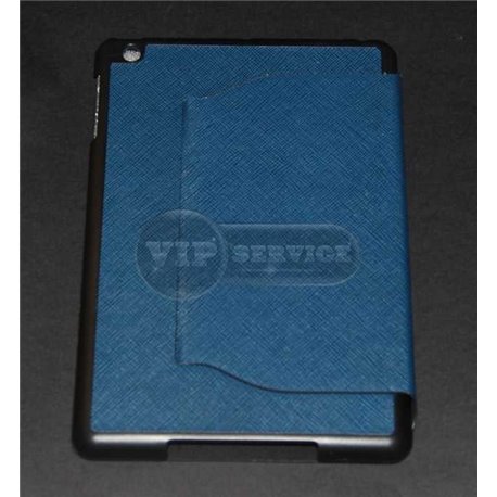 iPad mini 1/2/3 чехол-книжка, экокожа, синий фактурный, по торцам ченый