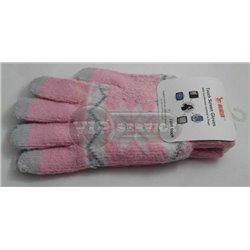сенсорные перчатки трикотаж розовые