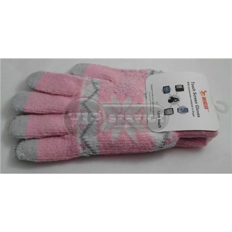 сенсорные перчатки, трикотаж, розовые