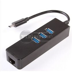 Type-C адаптер на 3 Port USB3.0 + Gigabit Ethernet KY-688 черный 