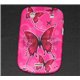 Blackberry 9900 чехол-накладка, бабочки, силиконовый, розовый фон 
