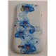 Desire V чехол-накладка, китайские синие розы, силиконовый, белый фон