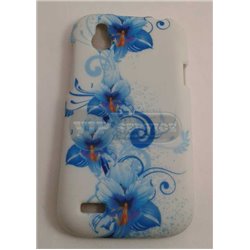 чехол-накладка HTC Desire V "Китайские Синие Розы" белый силиконовый