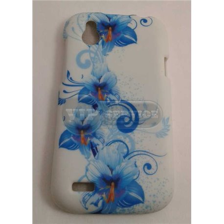 Desire V чехол-накладка, китайские синие розы, силиконовый, белый фон